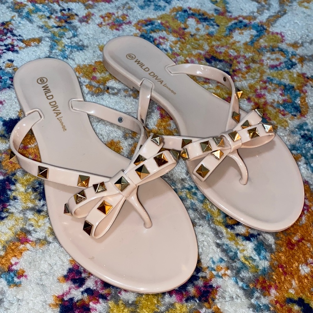 Blush colored sandals with rose gold hardware. Brand new